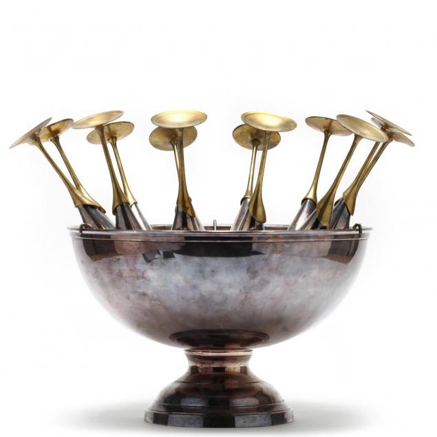 modernist-brass-and-silverplate-champagne-set