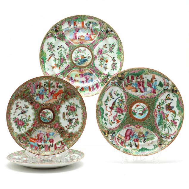 four-chinese-export-porcelain-famille-rose-plates