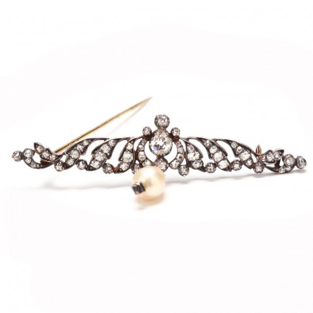 antique-silver-topped-gold-pearl-and-diamond-brooch