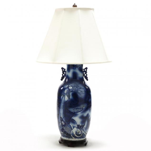 a-blue-and-white-vase-with-dragon-and-koi-fitted-as-lamp