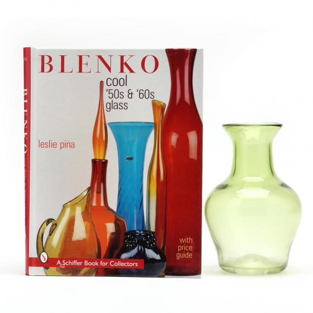 blenko-art-glass-vase-and-book