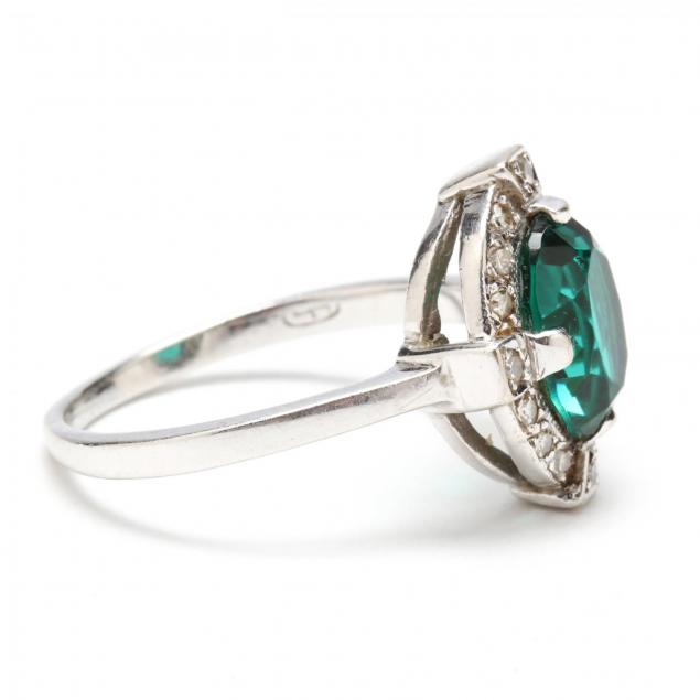 14kt-white-gold-green-stone-and-diamond-ring
