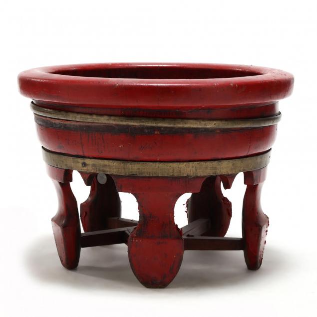 an-antique-large-asian-red-lacquer-wooden-raised-bowl