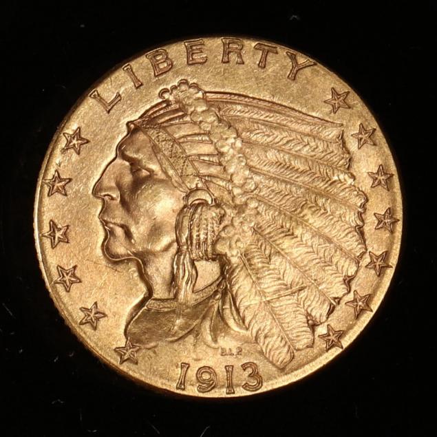 1913 $2.50 Gold Indian Head Quarter Eagle (Lot 2024 - The January Coin
