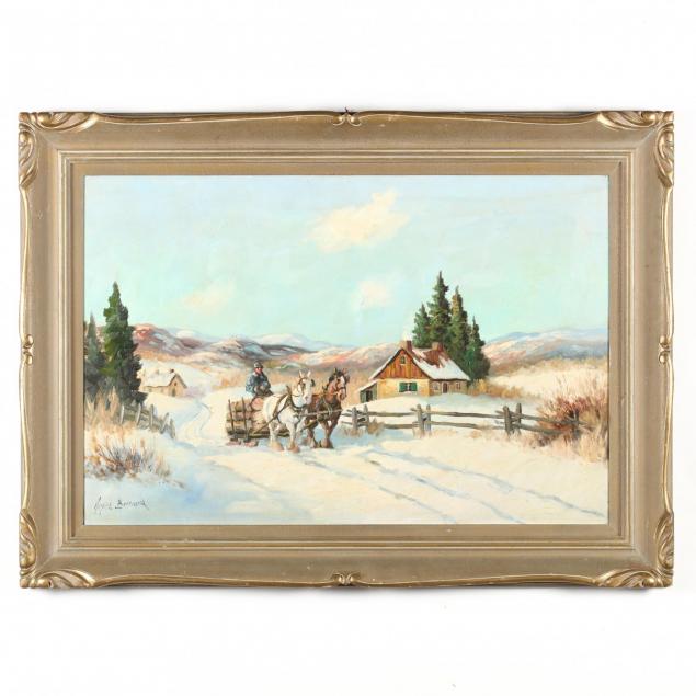 joseph-bernard-canadian-19th-20th-c-winter-logging-scene-with-horses