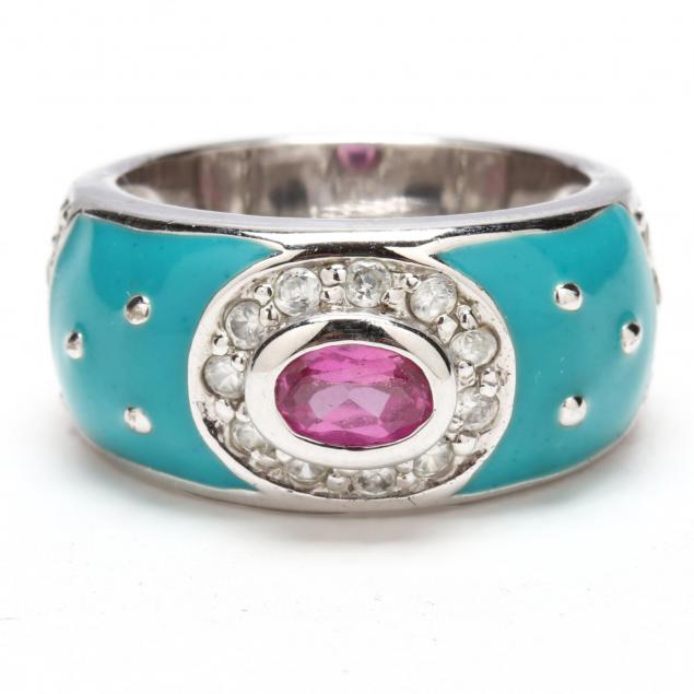 sterling-silver-enamel-and-gemset-ring