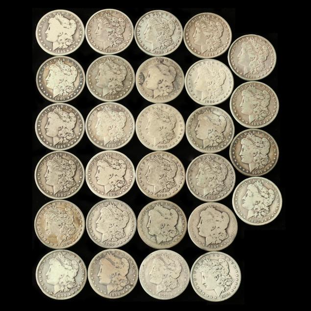 28-mixed-date-mint-morgan-silver-dollars-with-traces-of-pvc
