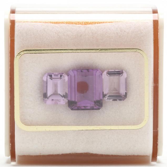 three-loose-emerald-cut-amethysts