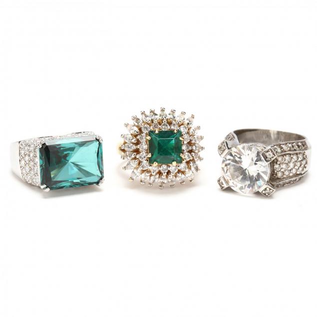 three-sterling-silver-synthetic-gemstone-rings