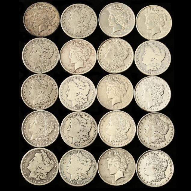 twenty-circulated-mixed-date-mint-silver-dollars