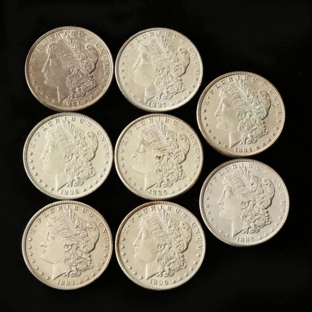 eight-better-grade-morgan-silver-dollars