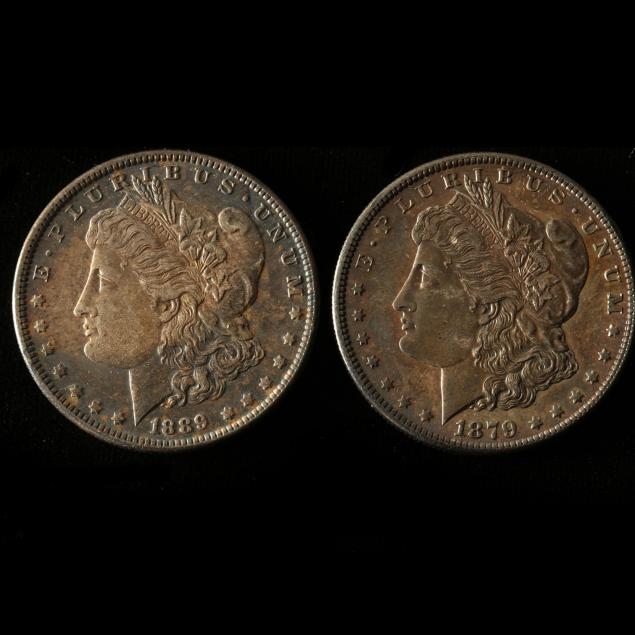 two-deeply-toned-morgan-silver-dollars