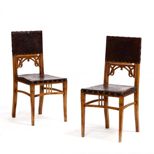 pair-of-art-nouveau-tooled-leather-side-chairs