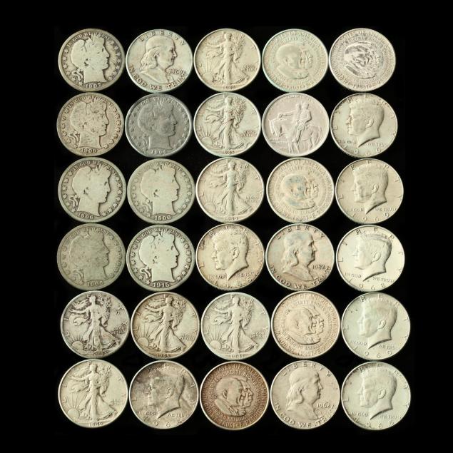 thirty-30-mixed-silver-half-dollars-with-traces-of-pvc