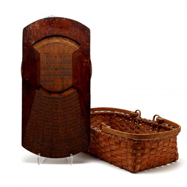 an-antique-perpetual-calendar-and-vintage-gathering-basket