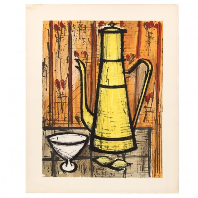 bernard-buffet-french-1928-1999-cafetiere-jaune-yellow-coffee-pot