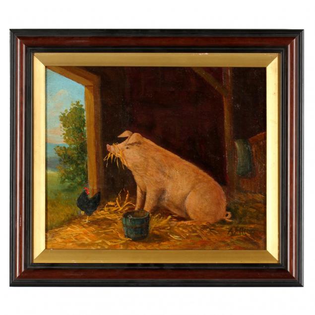 vintage-painting-of-a-pig-in-a-barn