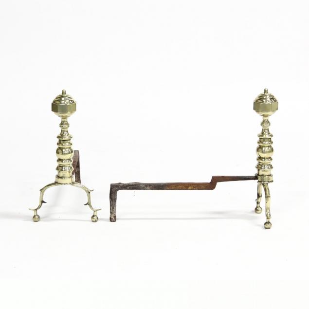 pair-of-chippendale-style-brass-andirons