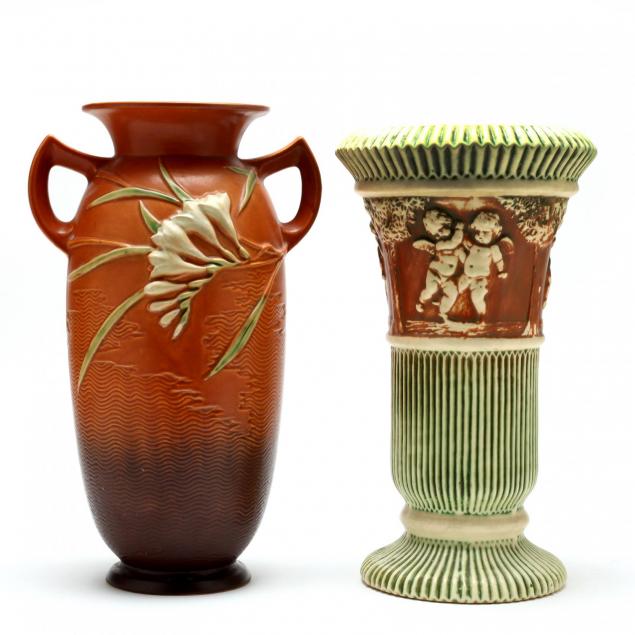 two-large-roseville-vases