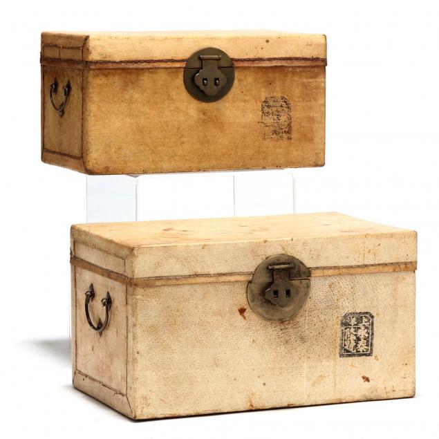 two-vintage-chinese-hide-covered-boxes