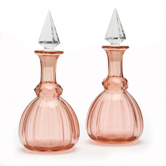 a-pair-of-rose-glass-decanters