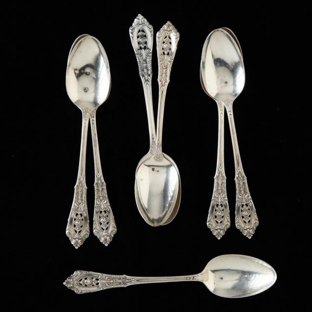 seven-wallace-rose-point-sterling-silver-teaspoons