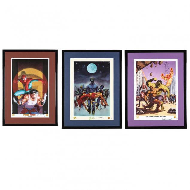 three-signed-and-framed-marvel-comics-posters-dynamic-forces