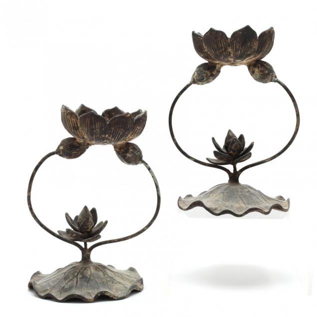 a-pair-of-japanese-lotus-flower-candle-holders