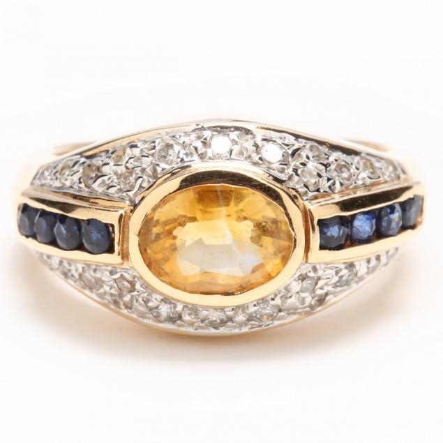 14kt-citrine-diamond-and-sapphire-ring