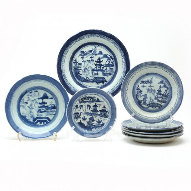 a-seven-chinese-export-canton-plates-and-bowls