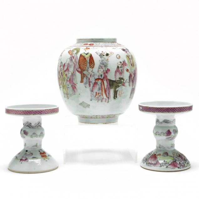 a-pair-of-chinese-export-porcelain-candlestick-holders-and-a-vase
