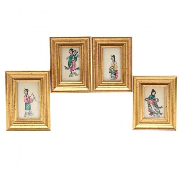 four-chinese-pith-paper-miniature-paintings
