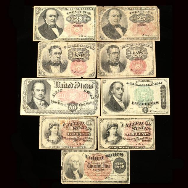 nine-pieces-of-19th-century-fractional-currency