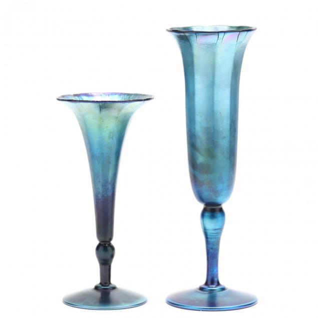 l-c-tiffany-two-favrile-trumpet-vases