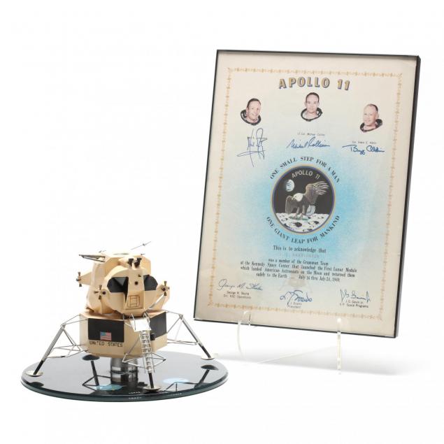 grumman-lunar-module-scale-model-and-an-apollo-11-team-certificate