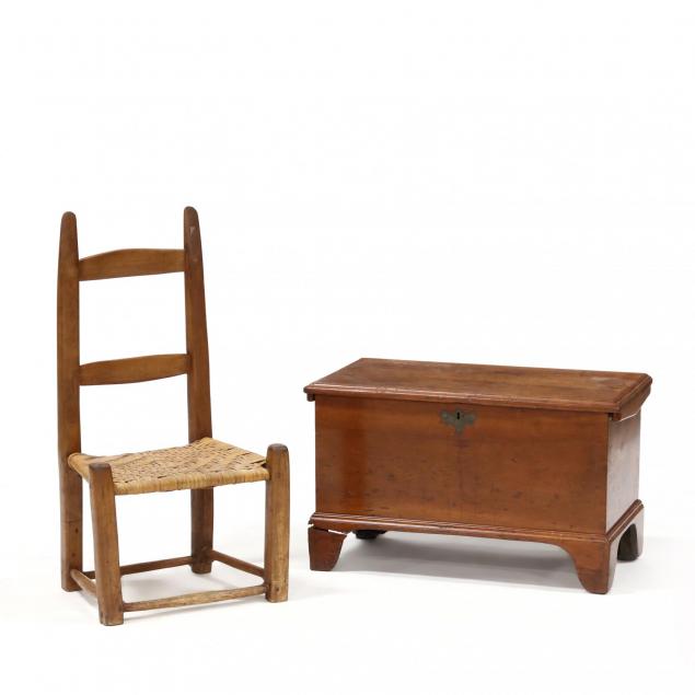 american-child-s-blanket-chest-and-ladderback-side-chair