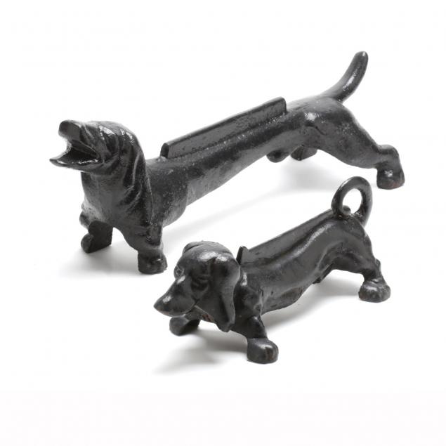 two-vintage-cast-iron-dachshund-bootscrapes