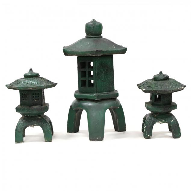 three-vintage-cast-stone-garden-pagodas
