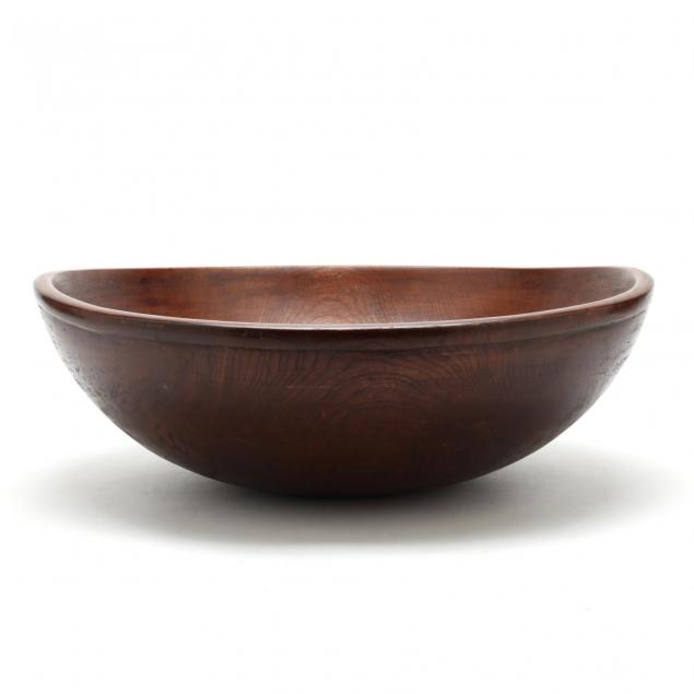 large-antique-wood-mixing-bowl