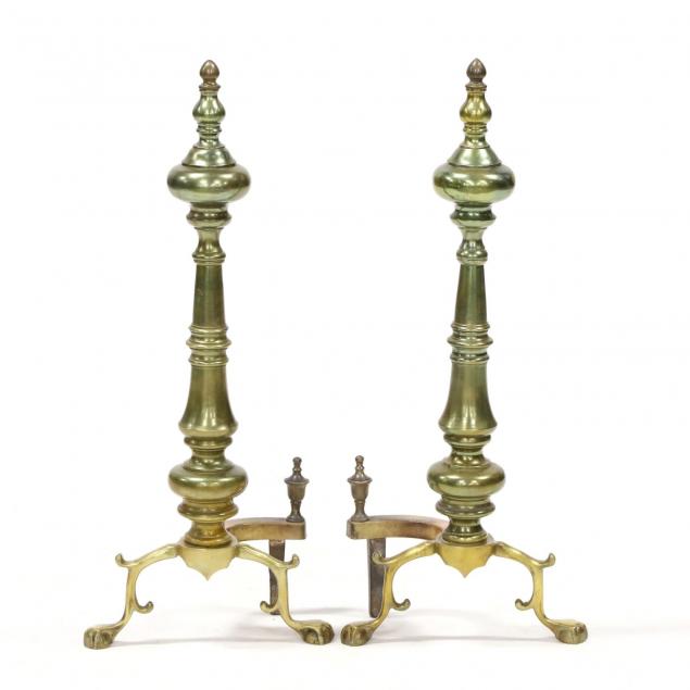 pair-of-chippendale-style-brass-andirons