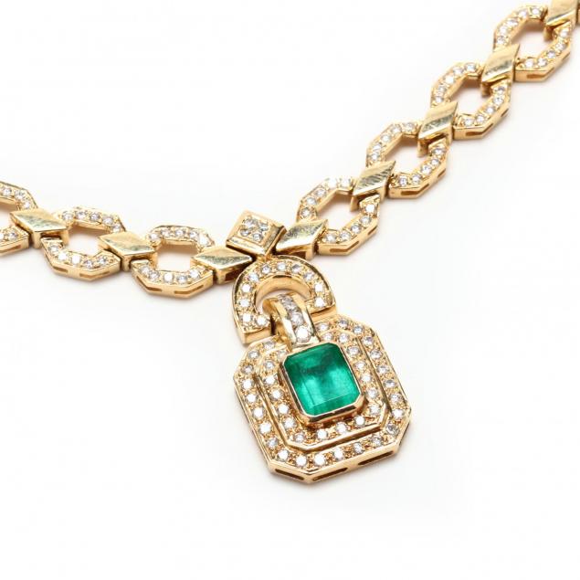18kt-emerald-and-diamond-necklace