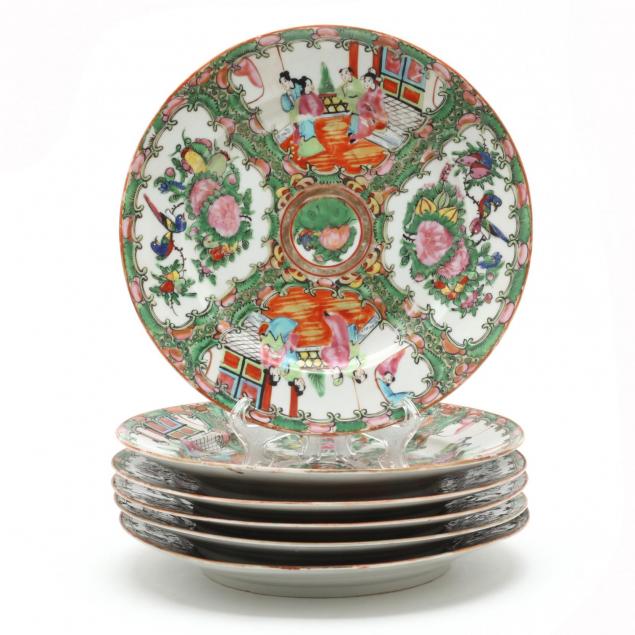 six-chinese-porcelain-famille-rose-dinner-plates