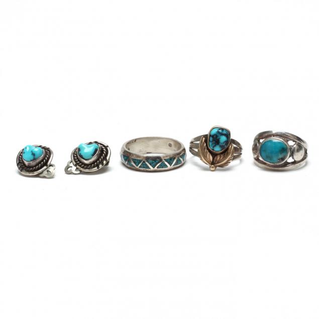 group-of-southwestern-silver-and-turquoise-jewelry