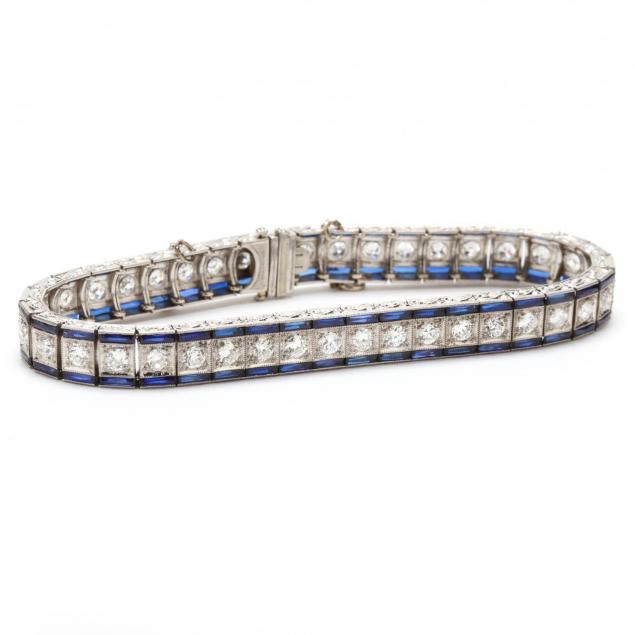 art-deco-platinum-diamond-and-synthetic-sapphire-bracelet