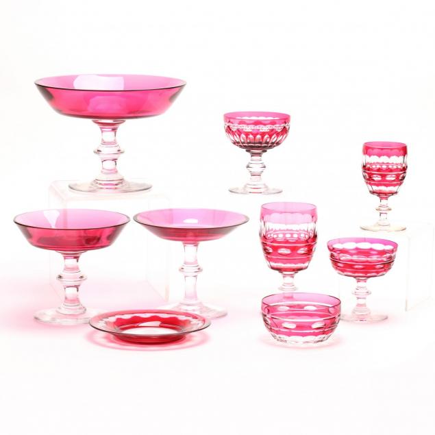 65pc-val-st-lambert-blarney-cut-to-clear-stemware