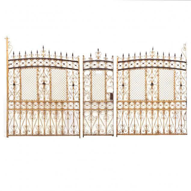 three-piece-antique-wrought-iron-gate
