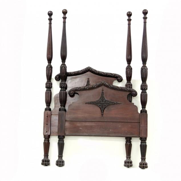 american-late-classical-carved-twin-tall-post-bed