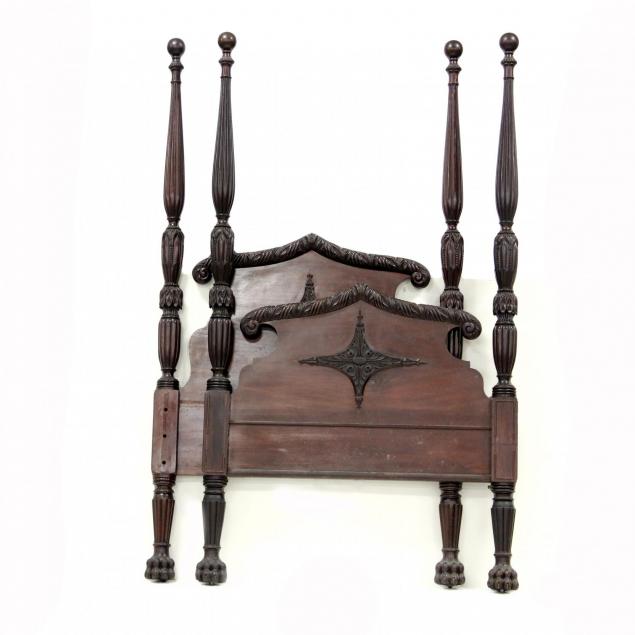 american-late-classical-carved-twin-tall-post-bed