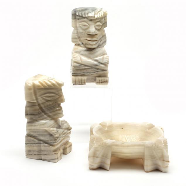 three-piece-aztec-style-carved-stone-desk-accessories