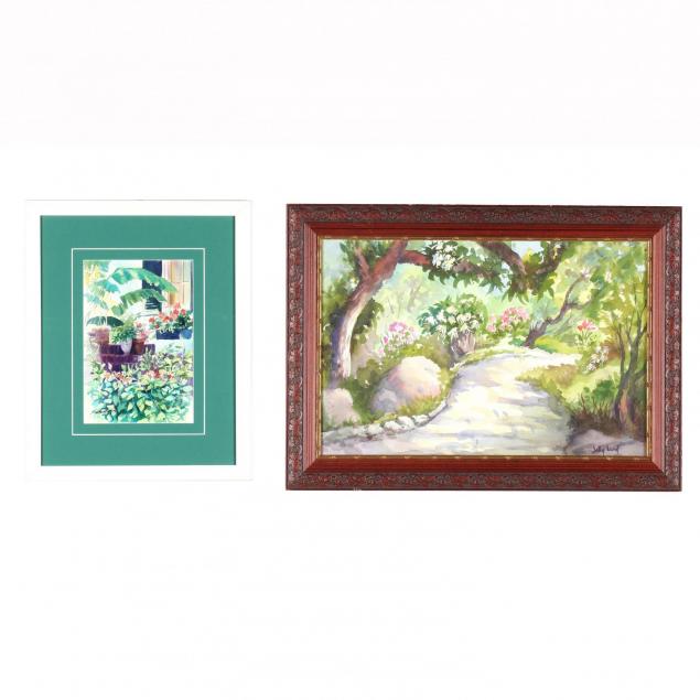 two-watercolor-paintings-of-gardens